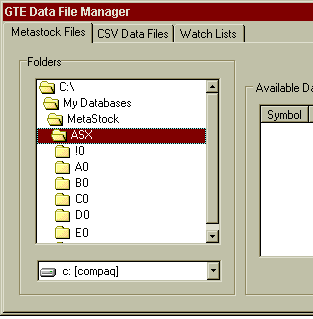 GTE Charting: selecting directories