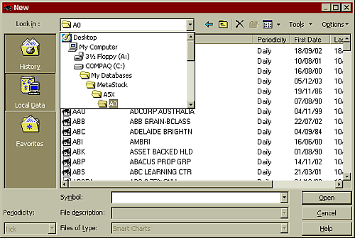 MetaStock: Look in folder