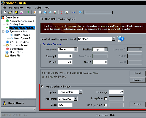 Stator: Submit a trade